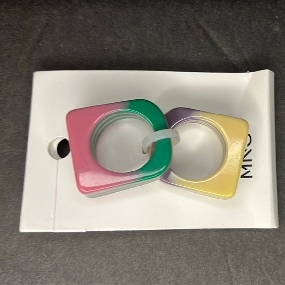 Mango Colorful Square Resin Rings - Picture 2 of 3